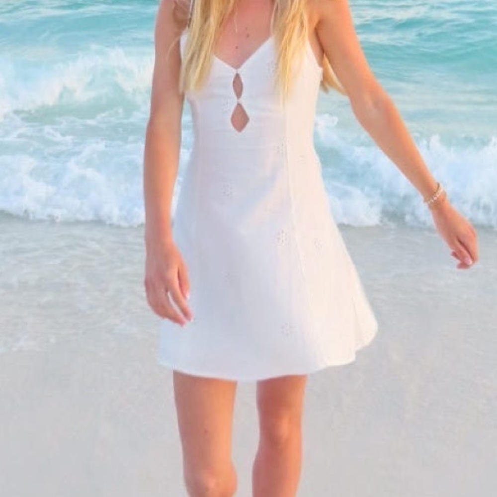 Zara white dress with Front Cutout worn once.